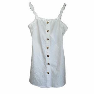 Linen Open Back Dress White Size Medium